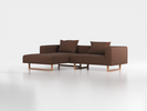 Lounge-Sofa Sereno inkl. 2 Kissen (70x55 cm), B 267 x T 180 cm, Liegeteil links, Kufenfuß, mit Bezug Wollstoff Stavang Torf (64), Eiche