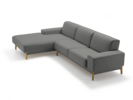 Lounge-Sofa Alani Liegeteil inkl. fixer Armlehne links, Eiche, mit Bezug Wollstoff Tartini Granit