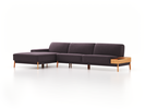 Lounge-Sofa Alani, B 340 x T 179 cm, Liegeteil links, Sitzhöhe in cm 44, mit Bezug Wollstoff Stavang Stein (61), Buche