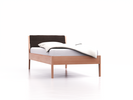 Bett Almeno, Buche, 90x200 cm, Kopfhaupt incl. abnehmbarer Housse Wollstoff Stavang Torf