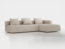 Lounge-Sofa Sereno mit Schlaffunktion inkl. 3 Kissen (70x55 cm), B 320,5 x T 180 cm, Bodennah, Liegeteil rechts, mit Bezug Wollstoff Tano Natur Hell (80), Buche