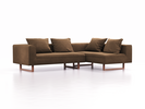 Ecksofa Sereno, B276xT180xH71 cm, Sitzhöhe 43 cm, mit Liegeteil rechts inkl. 4 Kissen (70x55 cm), Kufenfuß Buche, Wollstoff Stavang Haselnuss