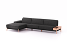Lounge-Sofa Alani Liegeteil inkl. fixer Armlehne links, 179x340x82 cm, Sitzhöhe 44 cm, Buche, mit Bezug Wollstoff Stavang Mocca