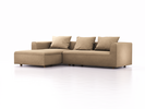 Lounge-Sofa Sereno, bodennah, B297xT180xH71 cm, Sitzhöhe 43 cm, mit Liegeteil links inkl. 3 Kissen (70x55 cm), Eiche, Wollstoff Stavang Sand