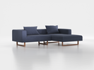 Lounge-Sofa Sereno inkl. 2 Kissen (70x55 cm), B 267 x T 180 cm, Liegeteil rechts, Kufenfuß, mit Bezug Wollstoff Elverum Ozean (75), Eiche