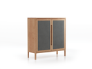 Vitrine Tenso, H= 106.4, Türfüllung Wollstoff Elverum Mocca (73), Eiche