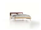 Bett Almeno mit Kopfhaupt inkl. wechselbarer Housse, 160 x 200 cm, Wollstoff Kaland Ziegel (72), Esche