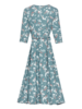 Kleid-Jersey-Wickeloptik, blumendruck klein türkis