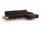 Lounge-Sofa Alani Liegeteil inkl. fixer Armlehne rechts, 300x179x82 cm, Sitzhöhe 44 cm, Eiche, mit Bezug Wollstoff Stavang Torf