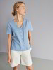 Bluse-kurzarm, jeans blau