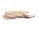 Lounge-Sofa Alani Liegeteil inkl. fixer Armlehne rechts, 340x179x82 cm, Sitzhöhe 44 cm, Eiche, mit Bezug Wollstoff Kaland Haselnuss