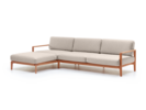 Loungesofa Linera, breit mit Liegeteil links, Wollstoff Stavang Sand, Buche