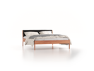 Bett Almeno mit Kopfhaupt inkl. abnehmbare Housse, 160 x 200 cm, Wollstoff Stavang Schiefer (60), Kernbuche