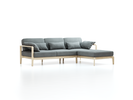 Loungesofa Linera, schmal mit Liegeteil rechts, Wollstoff Elverum Mocca (73), Esche