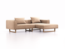 Lounge-Sofa Sereno, B267xT180xH71 cm, Sitzhöhe 43 cm, mit Liegeteil rechts inkl. 2 Kissen (70x55 cm), Kufenfuß Eiche, Wollstoff Kaland Haselnuss