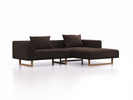 Lounge-Sofa Sereno, B267xT180xH71 cm, Sitzhöhe 43 cm, mit Liegeteil rechts inkl. 2 Kissen (70x55 cm), Kufenfuß Eiche, Wollstoff Stavang Torf