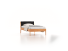 Bett Almeno mit Kopfhaupt inkl. abnehmbare Housse, 100 x 200 cm, Wollstoff Stavang Schiefer (60), Buche