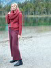 Pullover, cranberry melange & Hose Jacquard,  karo aurelia