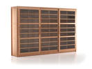 Kleiderschrank Kurido 3-türig, B 360 x T 66,3 x  230 cm, breite Türen, Glas, Eiche
