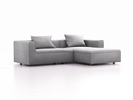Lounge-Sofa Sereno, bodennah, B267xT180xH71 cm, Sitzhöhe 43 cm, mit Liegeteil rechts inkl. 2 Kissen (70x55 cm), Buche, Wollstoff Stavang Kiesel