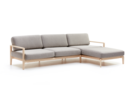 Loungesofa Linera, breit mit Liegeteil rechts, Wollstoff Tano Natur, Esche