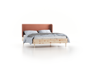 Bett Tonda mit Polsterbetthaupt, 160 x 200 cm, Wollstoff Elverum Ziegel (85), Zirbe