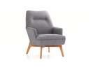 Fauteuil Coppa mit Bezug, Wollstoff Kaland Kiesel (68), Eiche