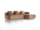 Lounge-Sofa Sereno mit Schlaffunktion inkl. 3 Kissen (70x55 cm), B 320,5 x T 180 cm, Bodennah, Liegeteil rechts, Buche, mit Bezug Wollstoff Kaland Haselnuss (71)