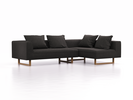 Ecksofa Sereno, B276xT180xH71 cm, Sitzhöhe 43 cm, mit Liegeteil rechts inkl. 4 Kissen (70x55 cm), Kufenfuß Eiche, Wollstoff Stavang Schiefer