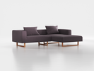 Lounge-Sofa Sereno inkl. 2 Kissen (70x55 cm), B 267 x T 180 cm, Liegeteil rechts, Kufenfuß, mit Bezug Wollstoff Stavang Stein (61), Buche