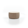 Sofatisch/Hocker Tambor mit Stauraum u. Holzdeckel, H 34,3 cm, Ø 64 cm, Bezug Wollstoff Stavang Sand (66), Esche