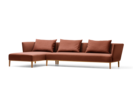 Lorea Lounge-Sofa Liegeteil links, Armlehne kurz, Buche, mit Bezug Wollstoff Kaland Ziegel