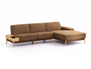 Lounge-Sofa Alani Liegeteil inkl. fixer Armlehne rechts, 300x179x82 cm, Sitzhöhe 44 cm, Eiche, mit Bezug Wollstoff Stavang Haselnuss