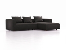 Lounge-Sofa Sereno, bodennah, B297xT180xH71 cm, Sitzhöhe 43 cm, mit Liegeteil rechts inkl. 3 Kissen (70x55 cm), Buche, Wollstoff Stavang Schiefer