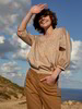 Bluse-Minimal Druck 3/4 Arm, minimal druck ocker-gold