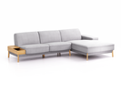 Lounge-Sofa Alani Liegeteil inkl. fixer Armlehne rechts, 300x179x82 cm, Sitzhöhe 44 cm, Eiche, mit Bezug Wollstoff Stavang Kiesel