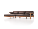 Loungesofa Linera, breit mit Liegeteil links, Wollstoff Tano Natur Dunkel (81), Eiche