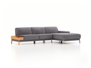 Lounge-Sofa Alani, B 300 x T 179 cm, Liegeteil rechts, Sitzhöhe in cm 44, mit Bezug Wollstoff Kaland Kiesel (68), Buche