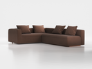 Ecksofa Sereno mit Schlaffunktion inkl. 4 Kissen (70x55 cm), B 300 x T 235 cm, Bodennah, Eckteil links, mit Bezug Wollstoff Kaland Torf (70), Buche
