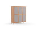 Kleiderschrank Tenso 3-türig, Wollstoff Elverum Mocca, Kernbuche