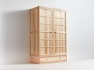 Kleiderschrank Hiraki 2türig mit Ladenkonsole, Türen Holzfüllung, Kernesche