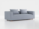 3er-Sofa Sereno B 235 x T 96 cm, inkl. 2 Kissen (70x55 cm), Bodennah, mit Bezug Wollstoff Elverum Blaugrau (83), Buche