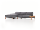 Lounge-Sofa Alani, B 300 x T 179 cm, Liegeteil links, Sitzhöhe in cm 44, mit Bezug Wollstoff Kaland Kiesel (68), Eiche