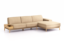 Lounge-Sofa Alani Liegeteil inkl. fixer Armlehne rechts, 300x179x82 cm, Sitzhöhe 44 cm, Eiche, mit Bezug Wollstoff Stavang Sand
