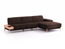 Lounge-Sofa Alani Liegeteil inkl. fixer Armlehne rechts, 300x179x82 cm, Sitzhöhe 44 cm, Buche, mit Bezug Wollstoff Stavang Torf