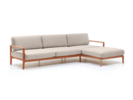 Loungesofa Linera, breit mit Liegeteil rechts, Wollstoff Stavang Sand, Buche