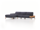 Lounge-Sofa Alani, B 300 x T 179 cm, Liegeteil links, Sitzhöhe in cm 44, mit Bezug Wollstoff Elverum Torfblau (82), Eiche