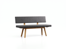 Polsterbank Mirato mit Rückenlehne, Eiche, Bezug Wollstoff Kaland Schiefer, L 150 x T 56,5 x H 86 cm