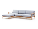 Loungesofa Linera, breit mit Liegeteil links, Wollstoff Stavang Kiesel, Eiche