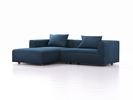Lounge-Sofa Sereno, bodennah, B267xT180xH71 cm, Sitzhöhe 43 cm, mit Liegeteil links inkl. 2 Kissen (70x55 cm), Eiche, Wollstoff Elverum Ozean